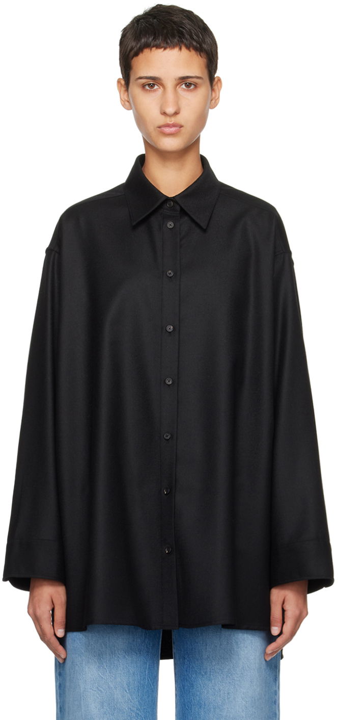 Сорочка The Row Oversized Wool Shirt чорний | 5927-W2107