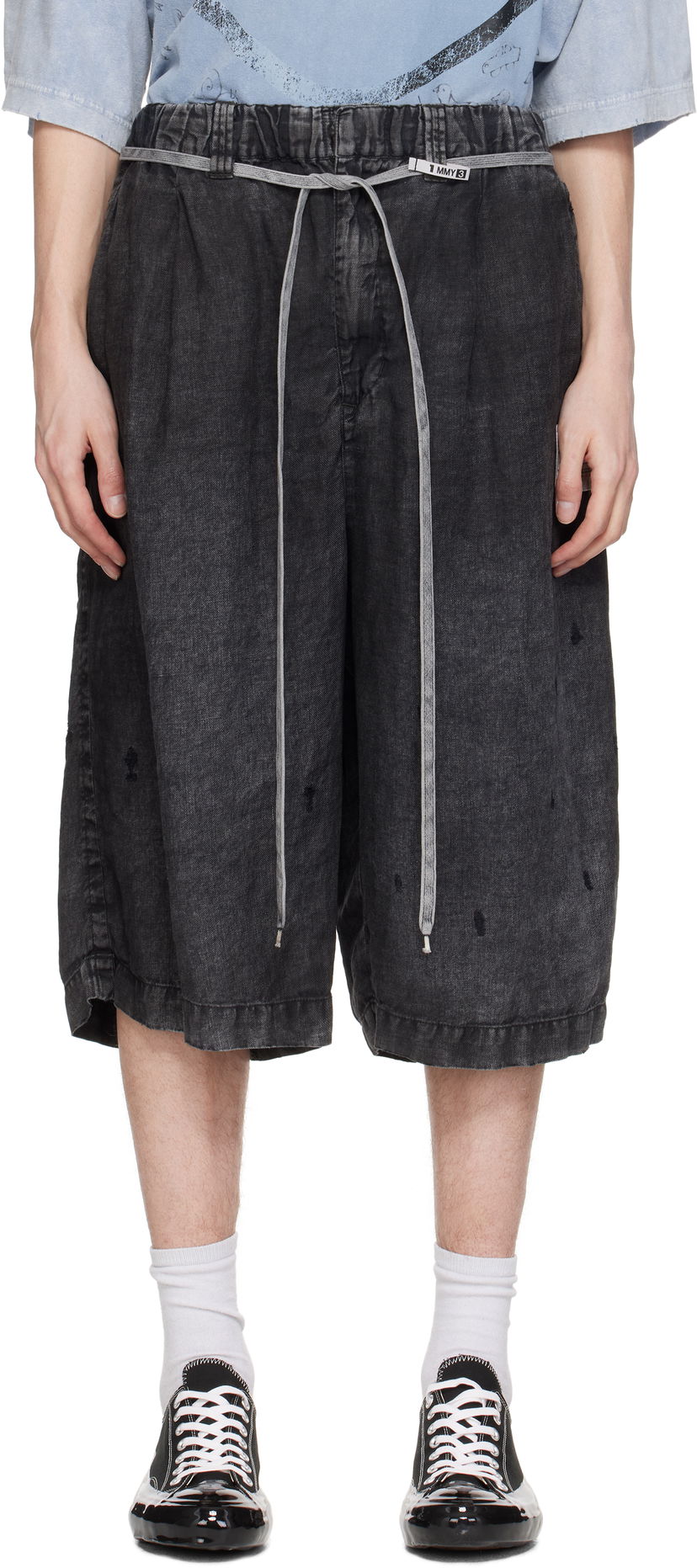 Шорти Maison MIHARA YASUHIRO MMY Aged Linen Wide Shorts чорний | A14PT034