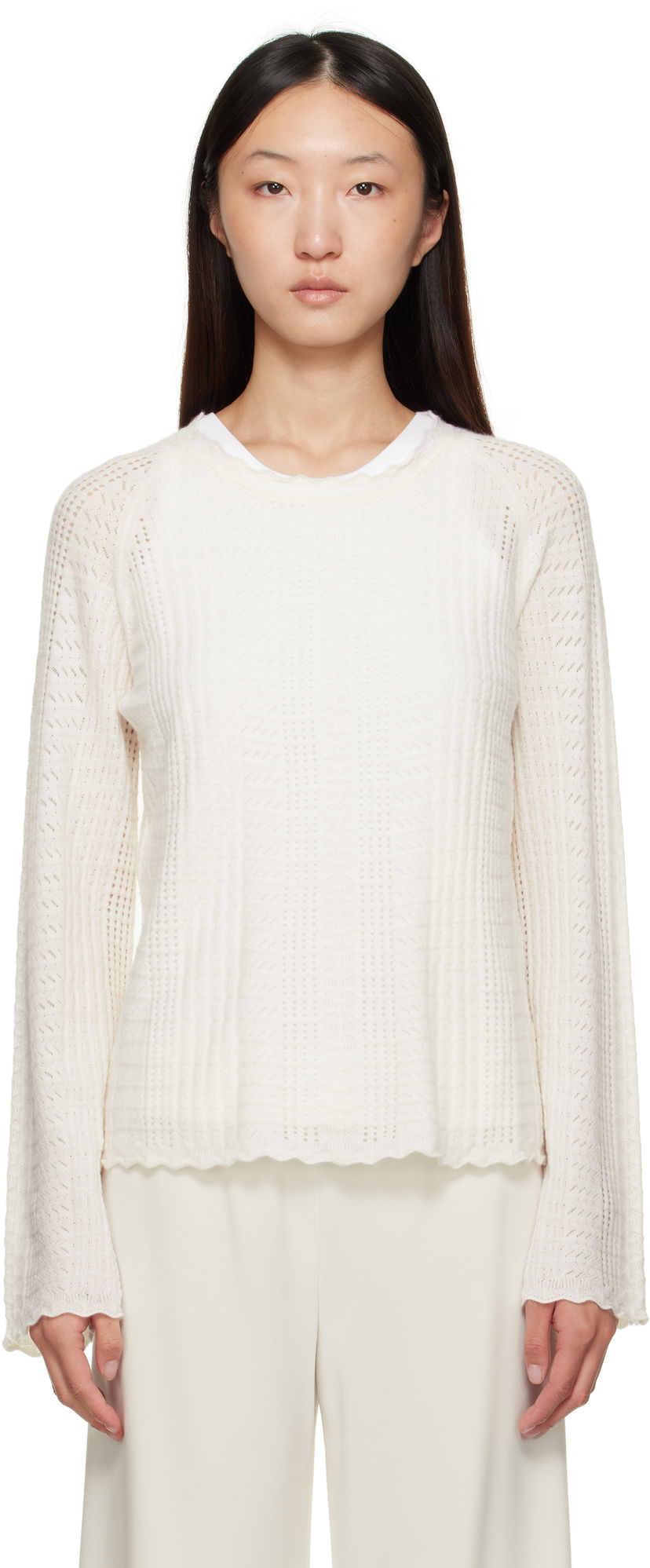 Cветр Loulou de Saison Loulou de Saison Greta Knit Sweater білий | GRETA