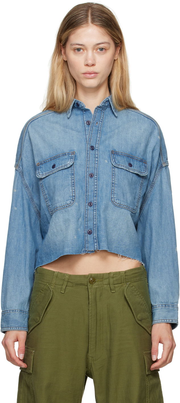 Сорочка R13 R13 Cropped Denim Shirt Синій | R13W3163 243