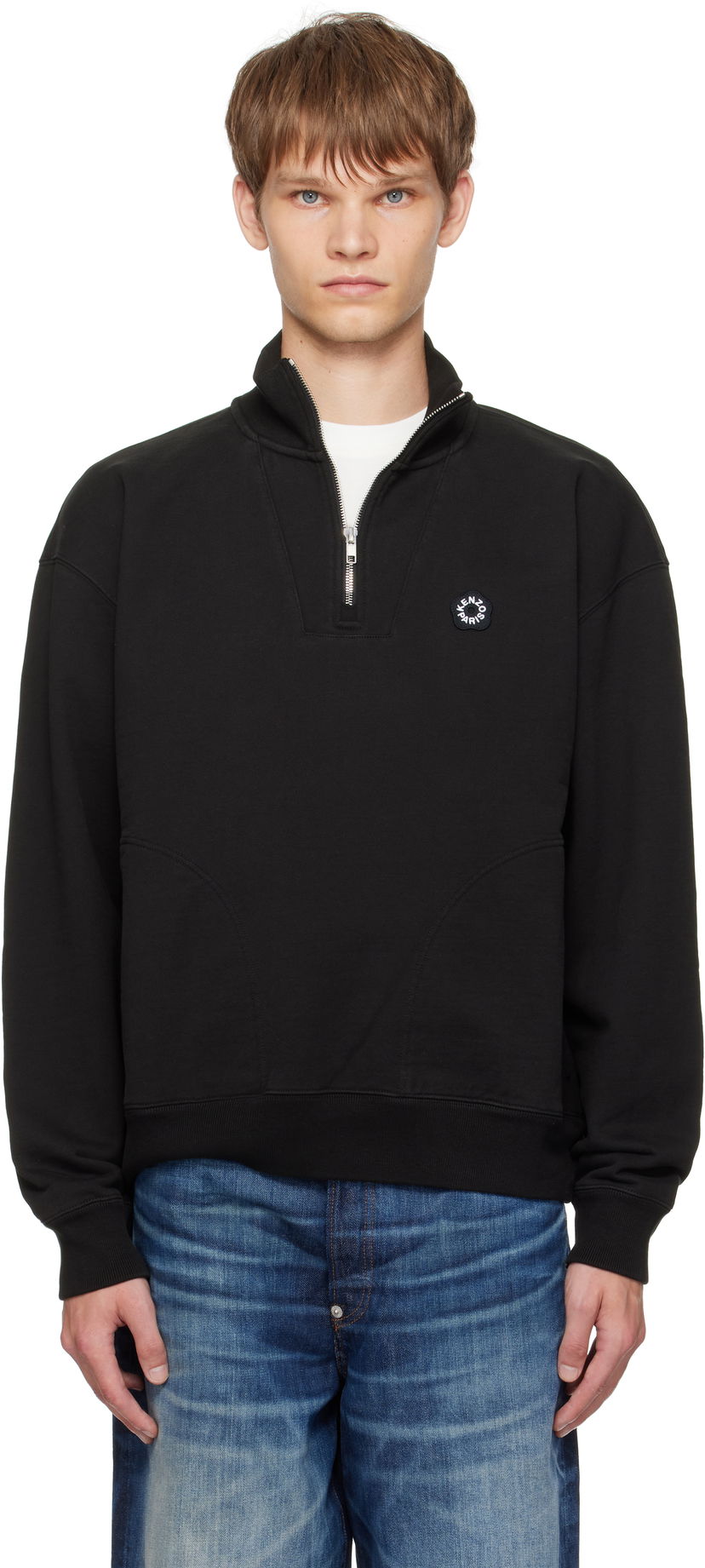 Світшоти KENZO Kenzo Paris 'Boke Flower 2.0' Embroidered Quarter-Zip Sweatshirt чорний | FF55SW2414MC