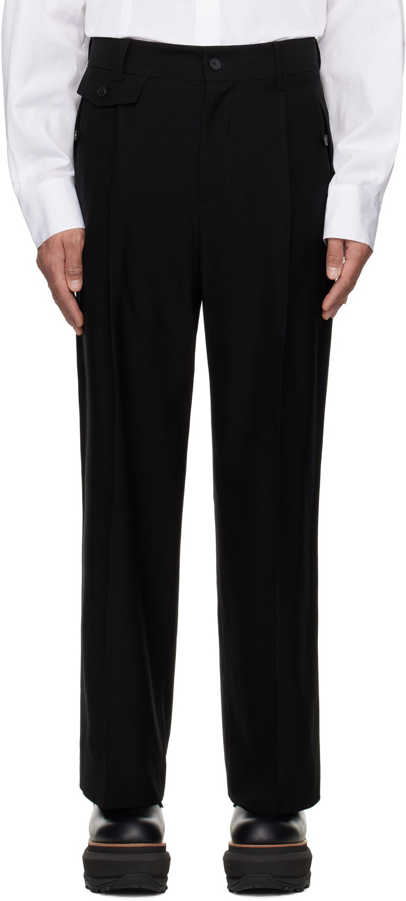Штани Feng Chen Wang Feng Chen Wang Slashed Wide Leg Trousers чорний | FUS19TR27B