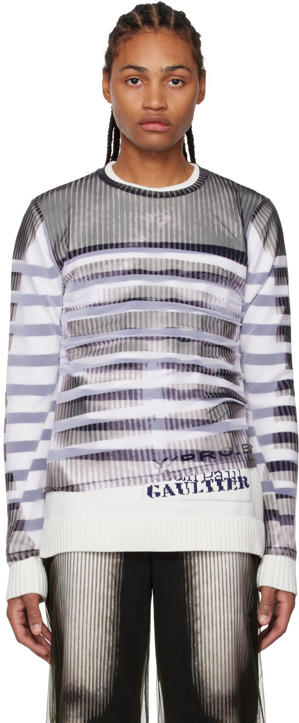 Cветр Y/PROJECT Striped Knit Sweater білий | YPJPGMPULL1-S23