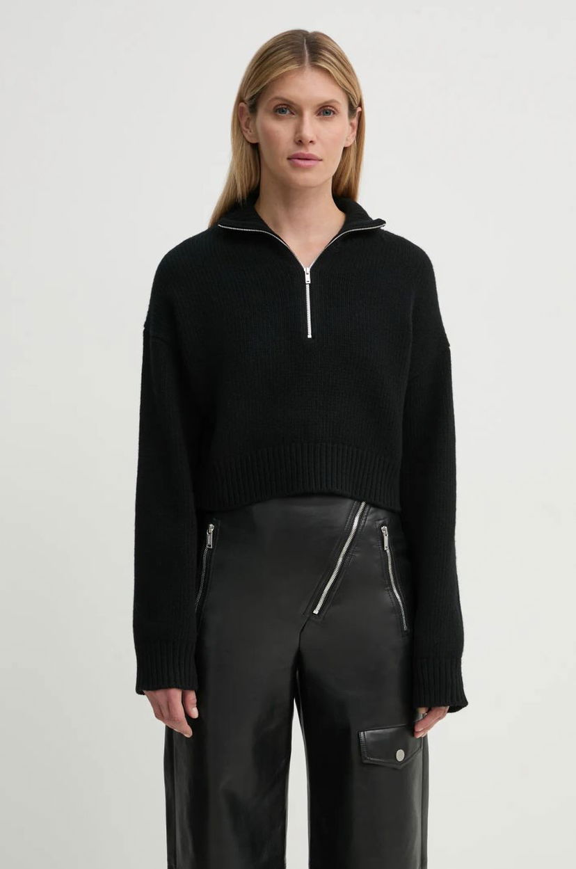 Cветр Nanushka SONORE Half-Zip Cropped Sweater чорний | NW24FWSW42500