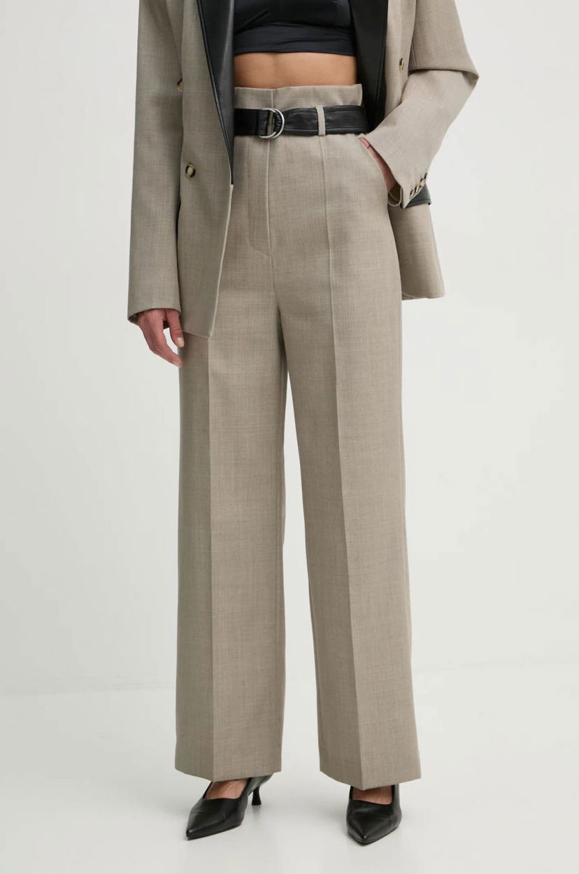 Штани Nanushka High Waisted Wide Leg Dress Pants бежевий | NW24FWPA37570