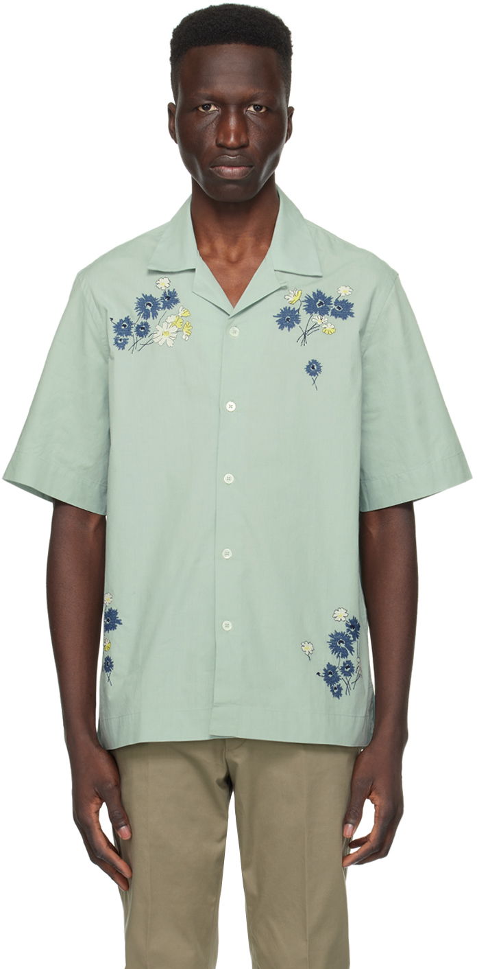 Сорочка Paul Smith Paul Smith Embroidered Flowers Resort Shirt Зелений | M1R-905UE-M01592-33