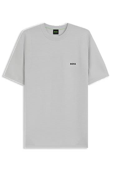 Футболка BOSS BOSS Rib-Knit T-Shirt with Logo Сірий | 50541939