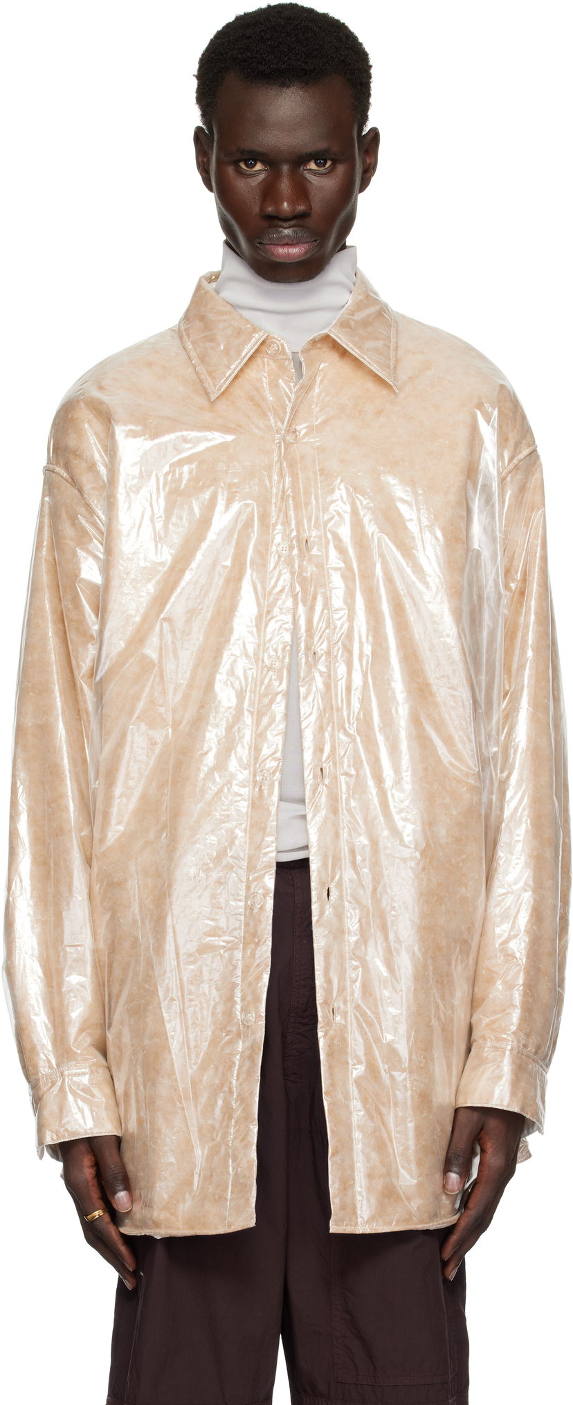 Сорочка Dries Van Noten Dries Van Noten Oversized Puffed Overshirt бежевий | 251-020713-1257