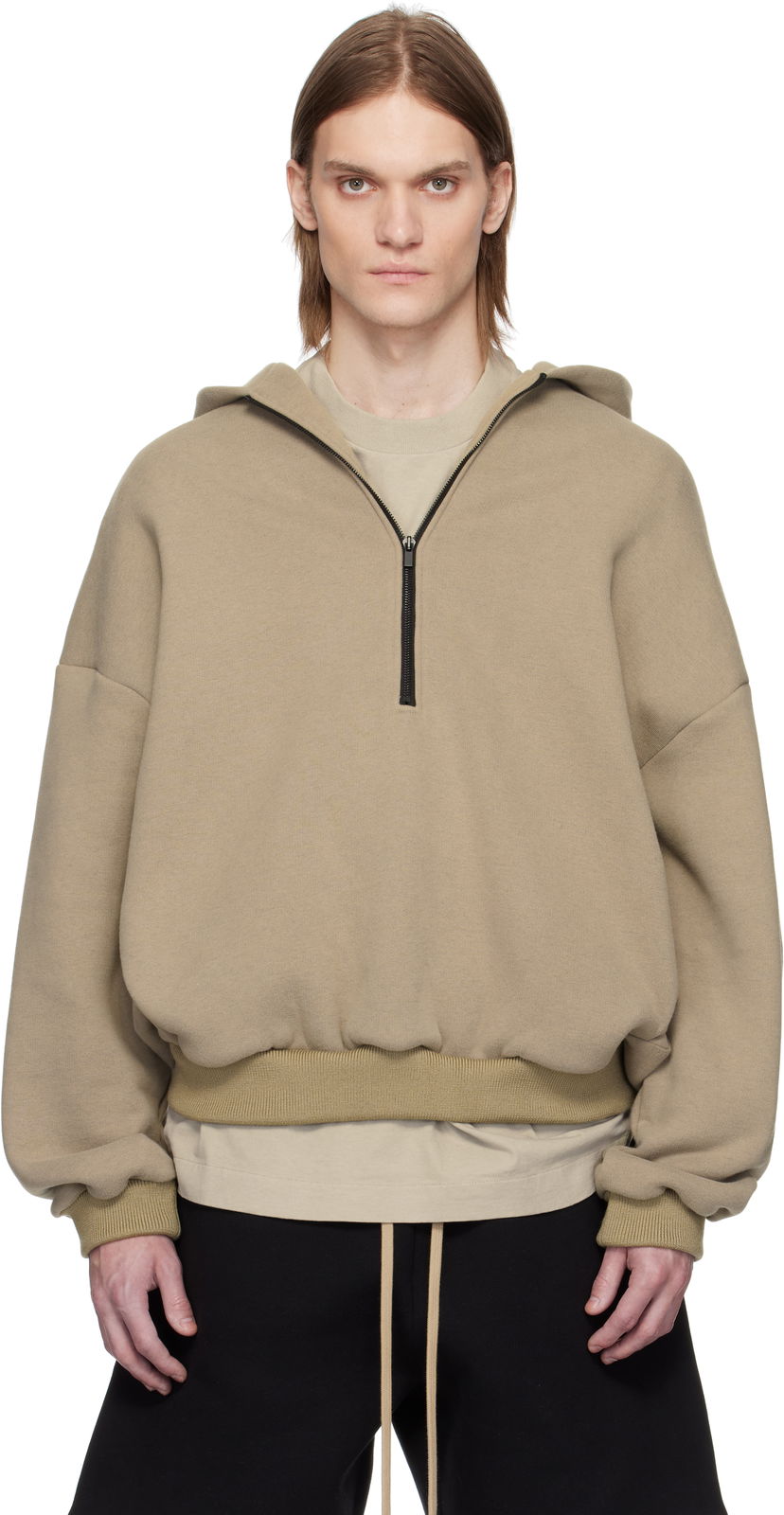 Світшоти Fear of God Fear of God Fleece Half Zip Hoodie бежевий | FGE250-513CCF