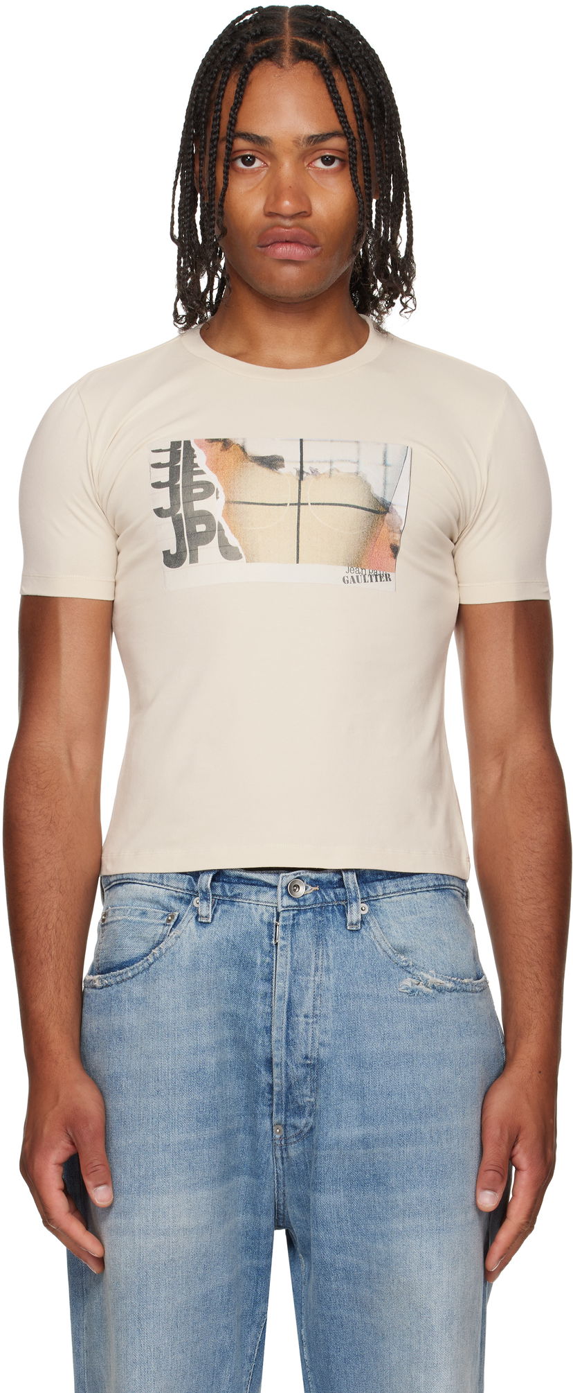 Футболка Jean Paul Gaultier Jean Paul Gaultier Printed T-Shirt бежевий | 25/03-W-TO294-J002-691501