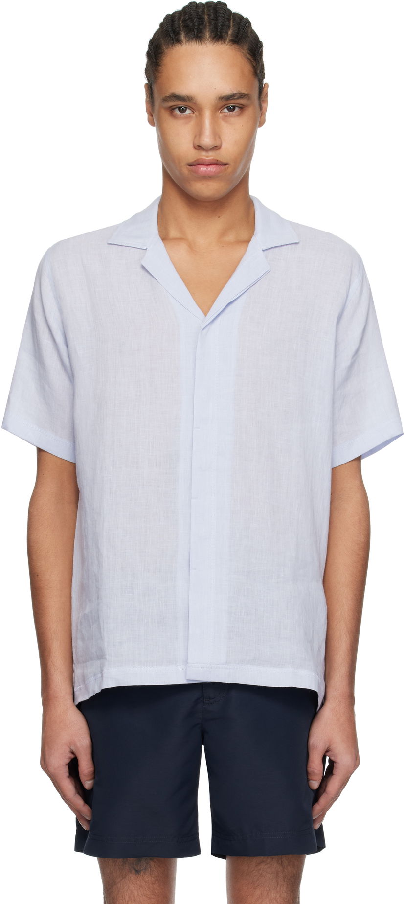 Сорочка Orlebar Brown Orlebar Brown Maitan Linen Resort Shirt Синій | 279644