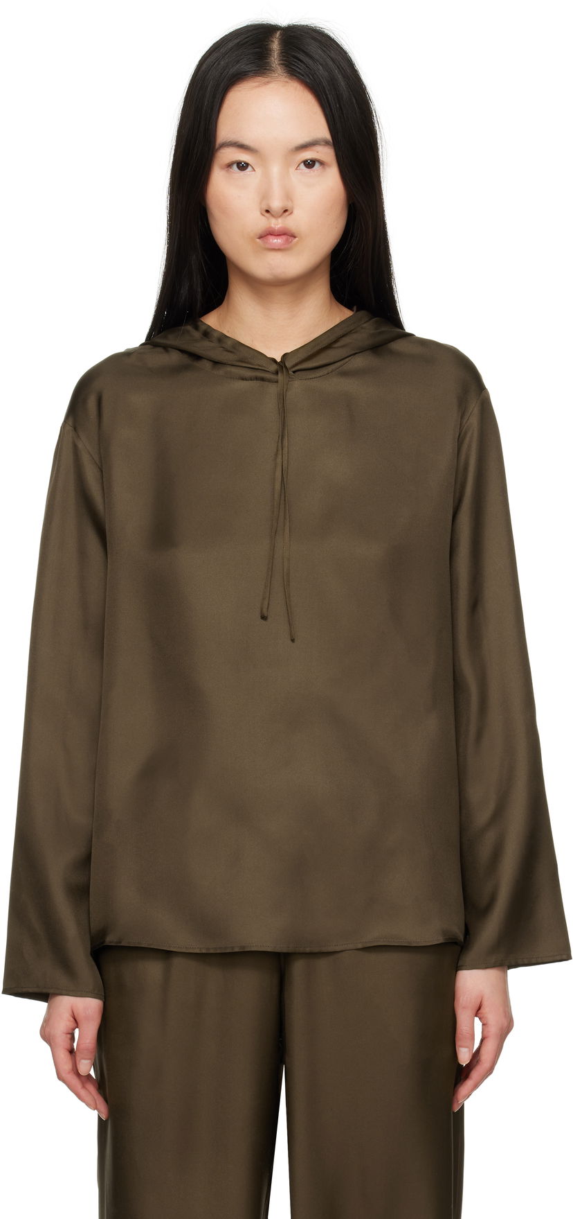 Світшоти Loulou de Saison Loulou de Saison Nuka Silk Hoodie Зелений | NUKA