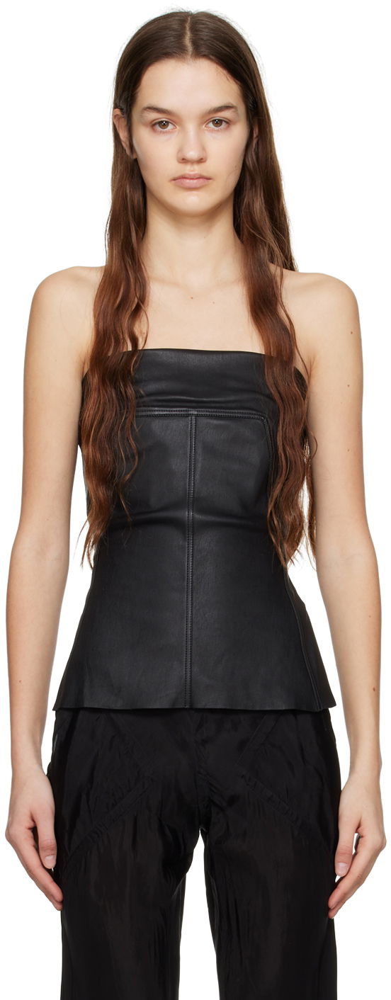 Безрукавка Rick Owens Rick Owens Leather Bustier Camisole чорний | RP01C5127 LS