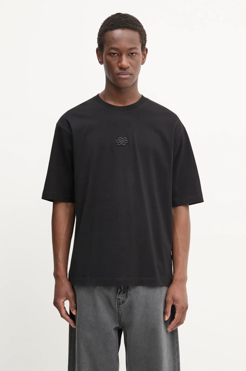 Футболка Filling Pieces Filling Pieces Boxy Embroidered T-Shirt чорний | 74413791861