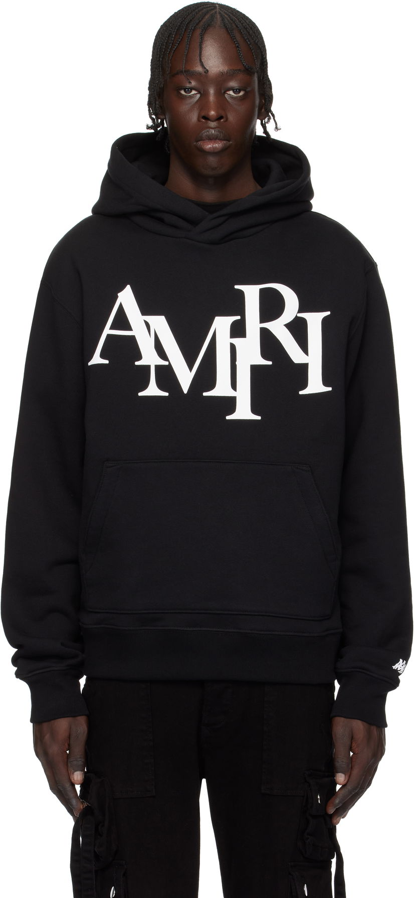 Світшоти AMIRI Staggered Logo Print Hoodie чорний | AMJYHD1094
