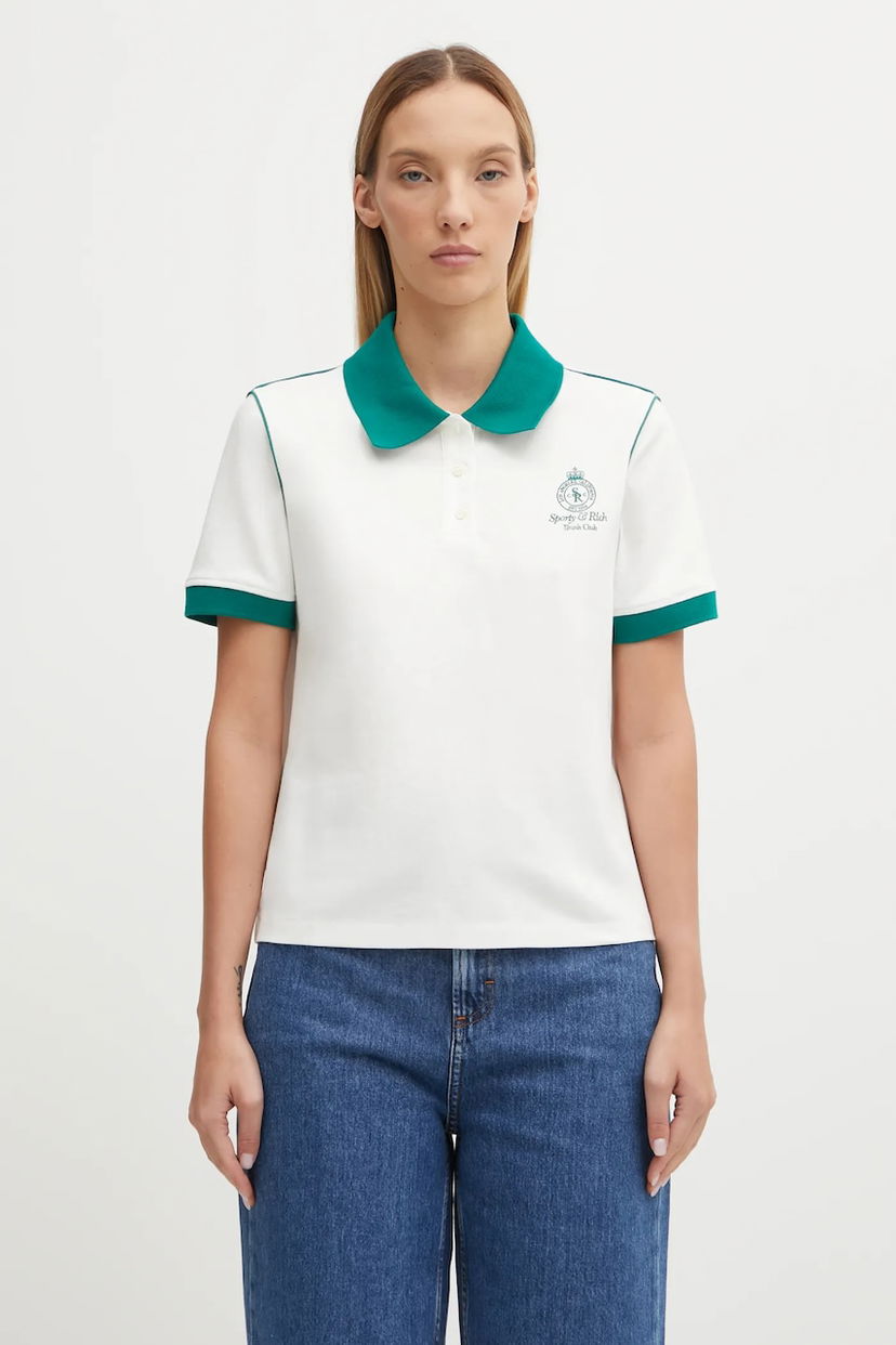 Сорочка поло Sporty & Rich Sporty & Rich Crown 70S Pique Polo Shirt білий | TO057621304WH27