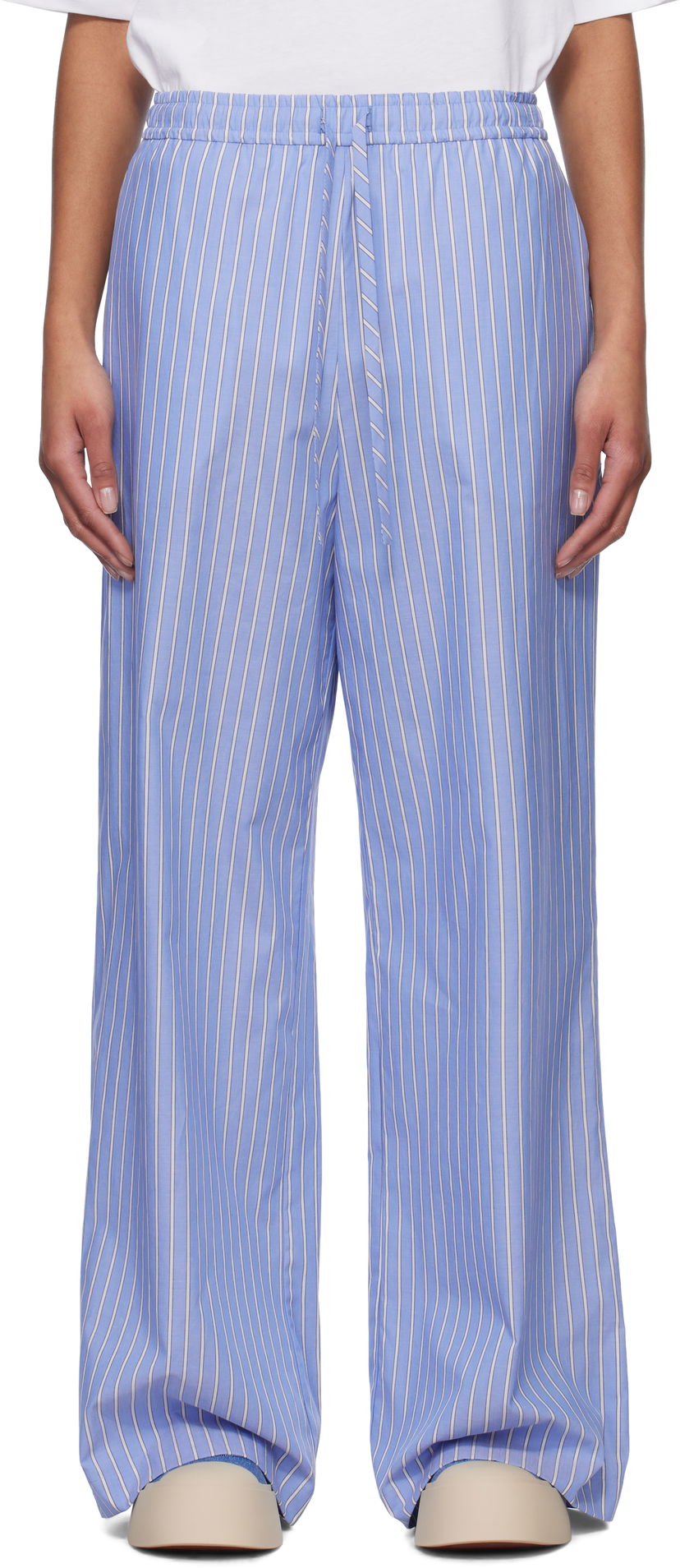 Штани Marni Marni Loose Striped Trousers Синій | PAMA0071S1 UTC455