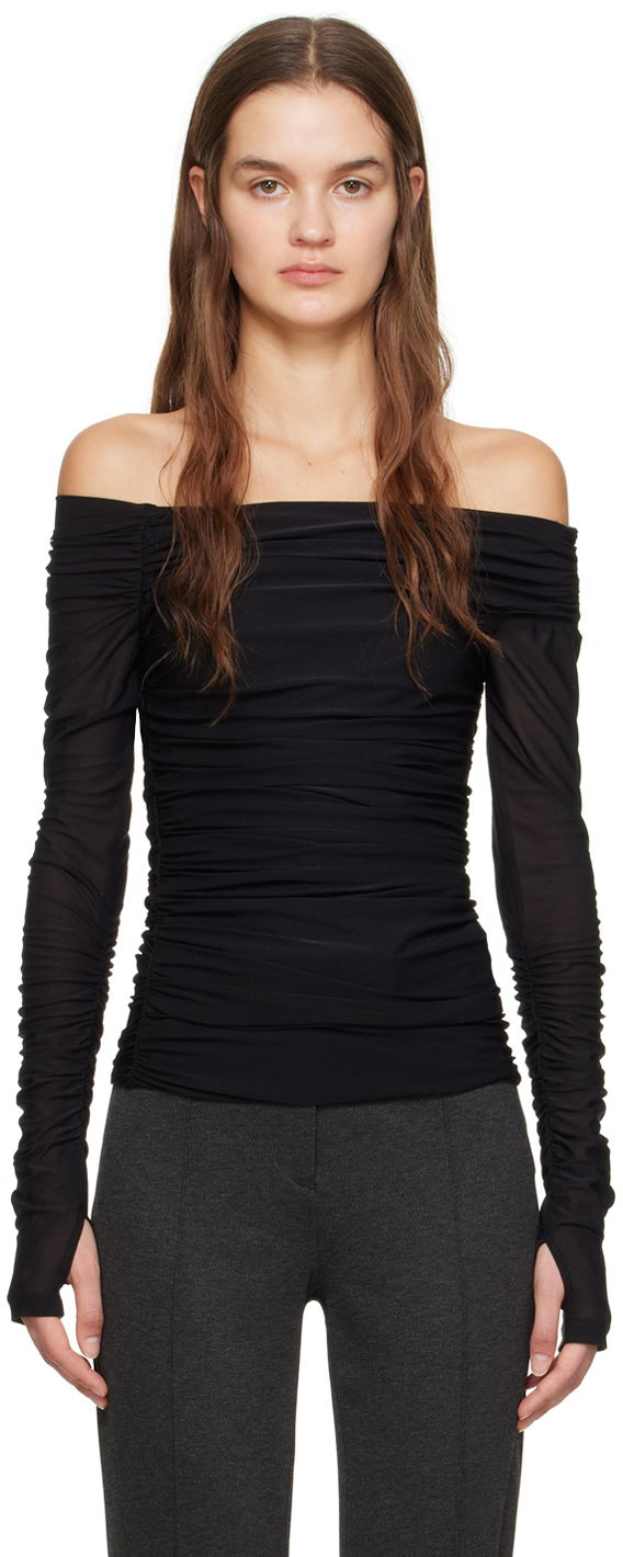 Безрукавка Helmut Lang Ruched Long Sleeve T-Shirt чорний | N10HW510