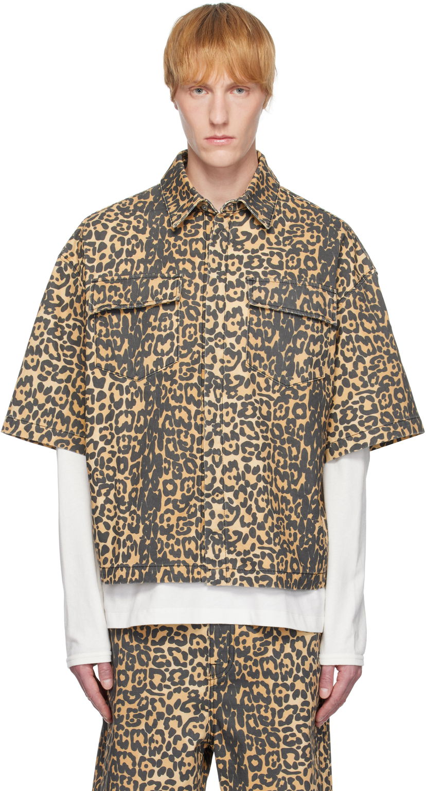 Сорочка Rhude Rhude Leopard Boxy Work Denim Shirt бежевий | RHSS25SR05012