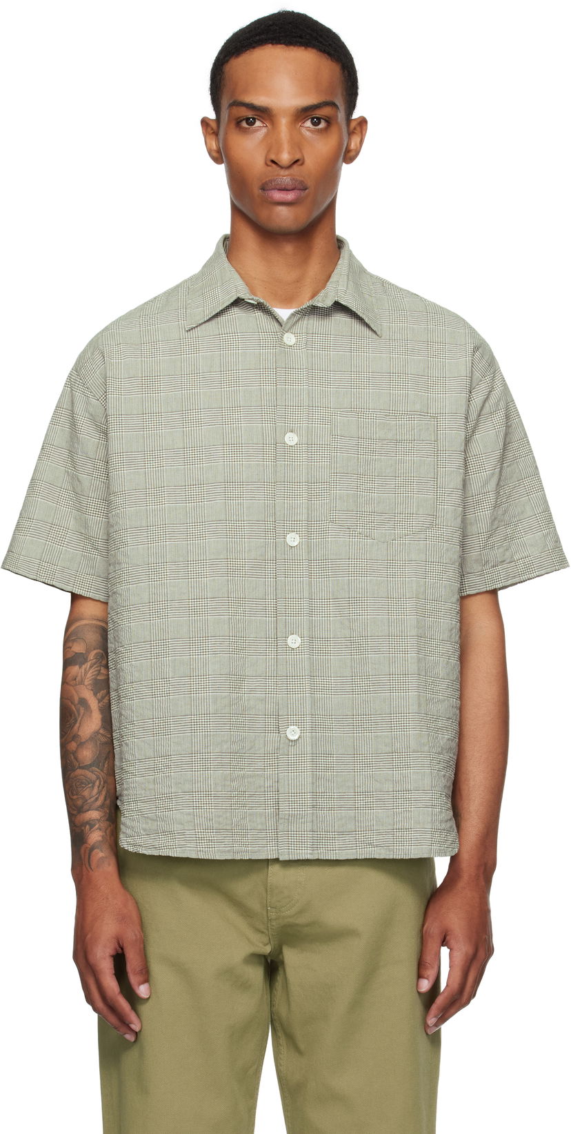 Сорочка NORSE PROJECTS Norse Projects Mo Oversized Check Short Sleeve Shirt Зелений | N40-0827