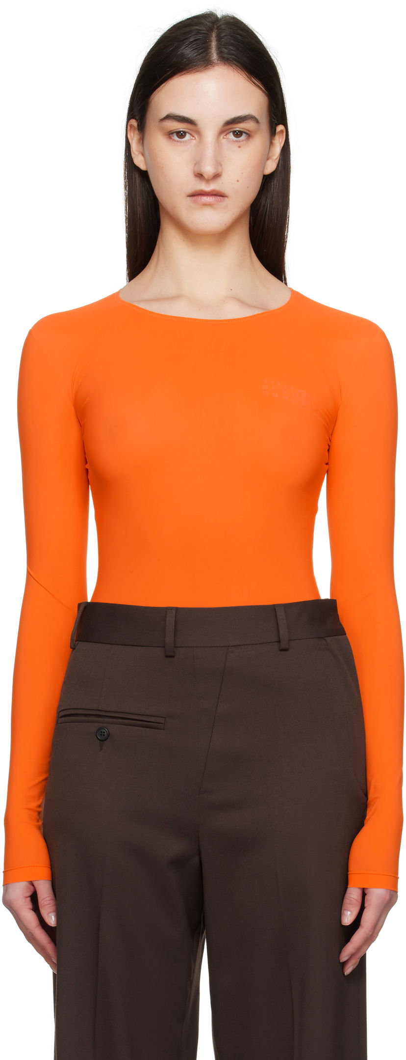 Боді Maison Margiela MM6 Maison Margiela Jersey Long Sleeve Bodysuit Помаранчевий | S52NA0068 S20518