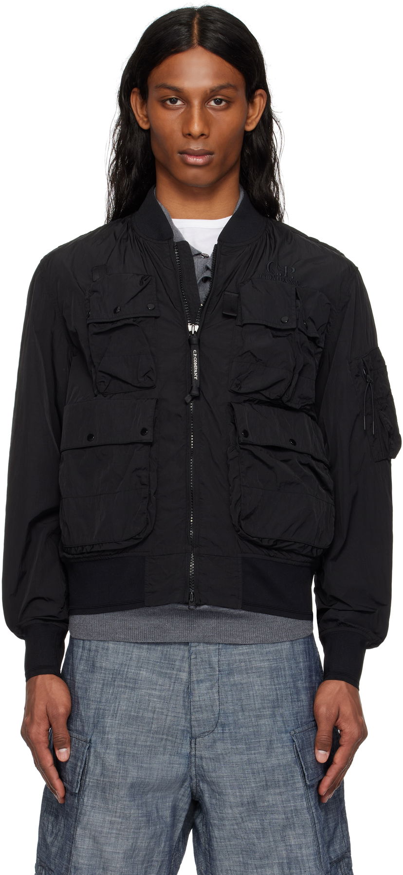Куртка бомбер C.P. Company C.P. Company Chrome-R Multipocket Bomber Jacket чорний | 18CMOW010A-005904G