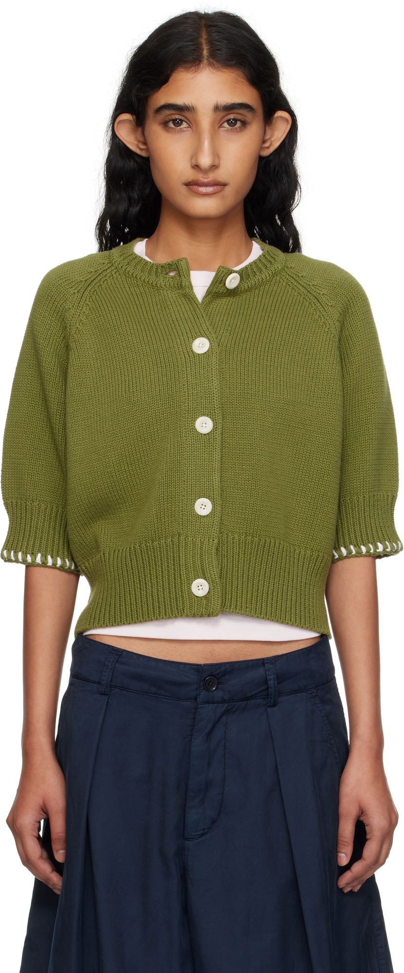 Cветр YMC YMC Kwai Knit Cardigan Зелений | Q8YMA
