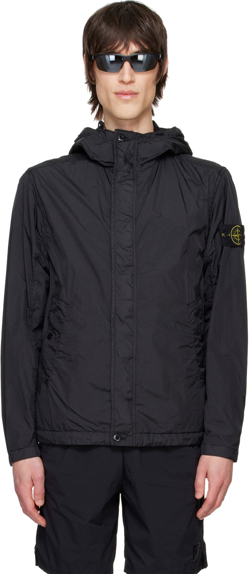 Вітровка Stone Island Stone Island Crinkle Reps R-NY Hooded Jacket чорний | K1S15 4100092 S0A23