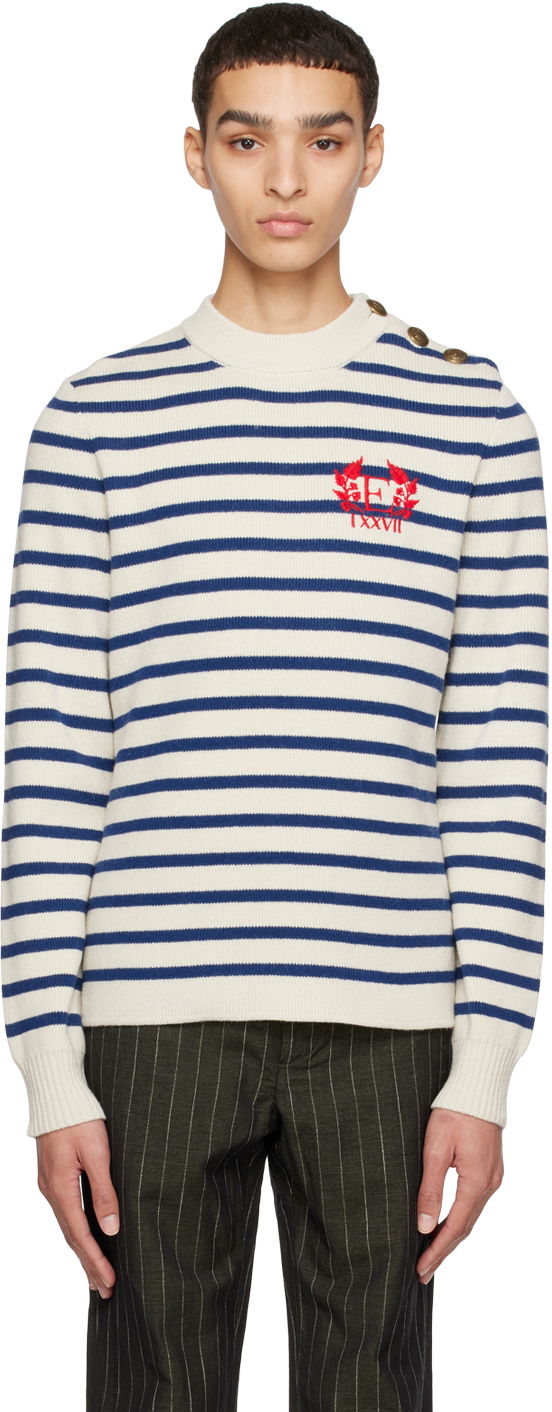 Cветр Erdem Sweater With Shoulder Buttons and Embroidered Logo білий | MS23_812MGSCWK HAMISH JUMPER
