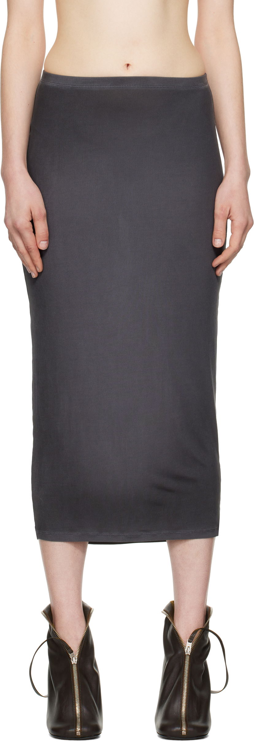 Спідниця Acne Studios Acne Studios Midi Ribbed Skirt Сірий | AF0505-