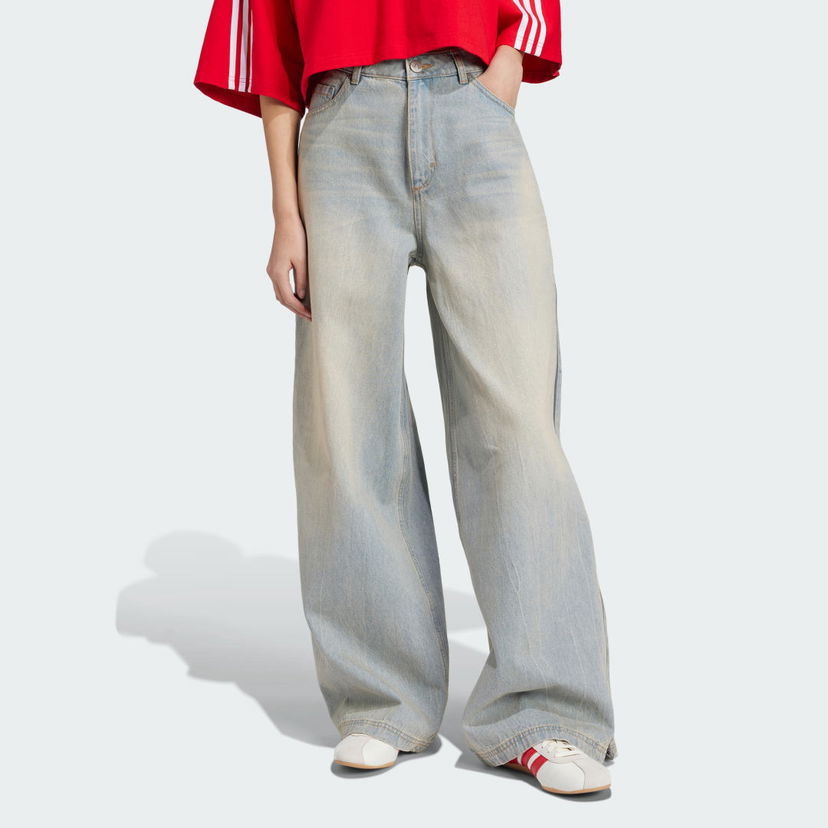 Джинси adidas Performance Adilenium Season 3 Zip Washed Denim Wide Leg Jeans Синій | JX9210