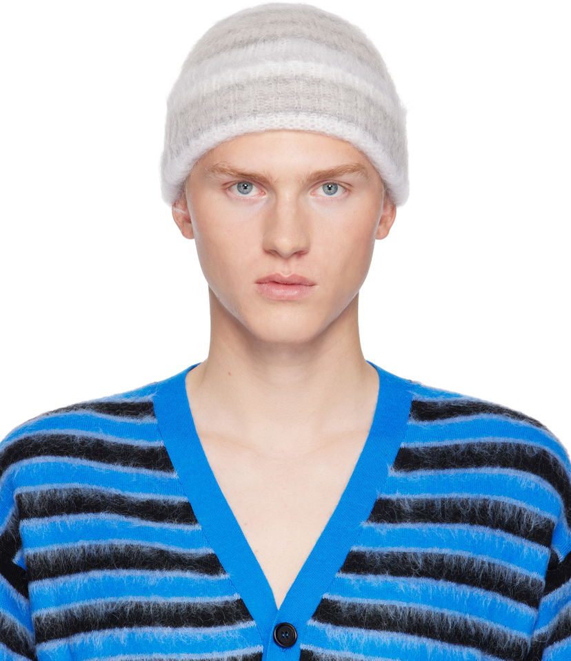 Шапка Marni Striped Mohair Beanie Сірий | CLZC0153Q0 UFU174