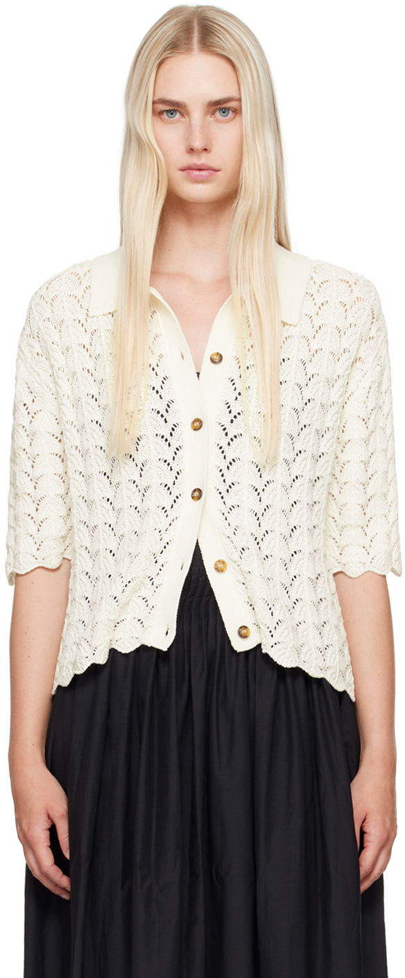 Cветр Loulou de Saison Loulou de Saison Adria Knitted Cardigan білий | ADRIA