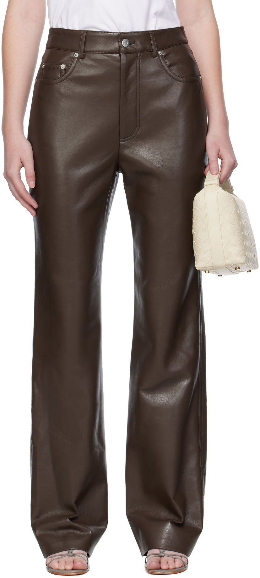 Штани Nanushka Nanushka Seldes Regenerated Leather Trousers Коричневий | NW25PFPA15278