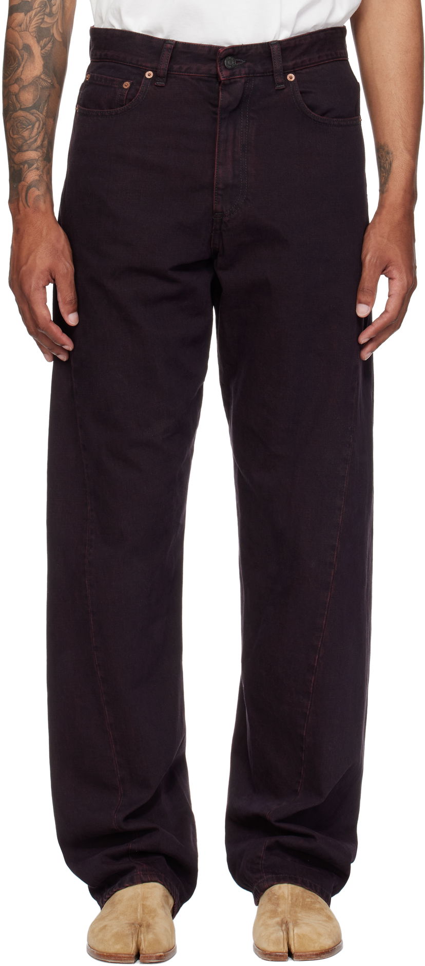 Джинси Maison Margiela MM6 Maison Margiela Twisted Seam Jeans Бордовий | SH0LA0024 M30032