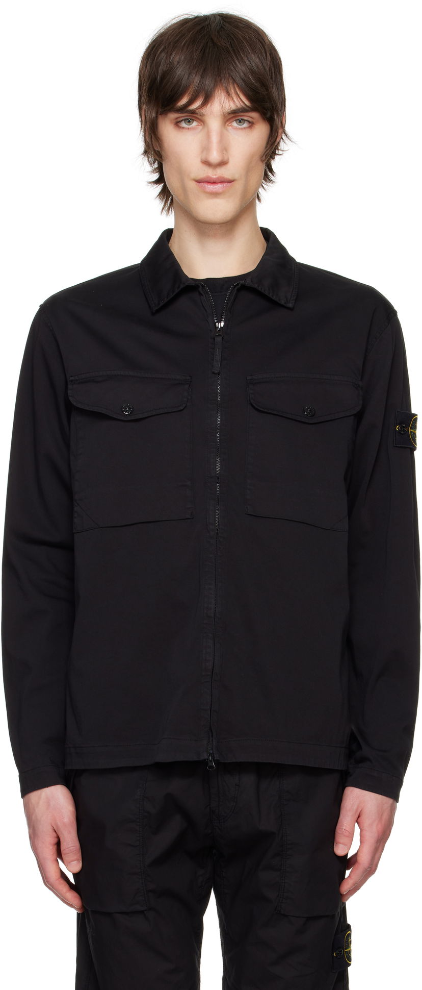 Сорочка Stone Island Stretch Cotton Overshirt чорний | K1S15 1200128 S0012