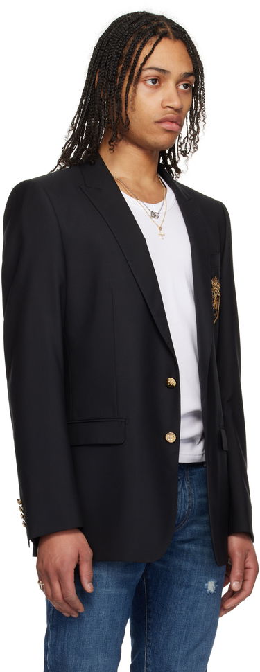 Куртка Dolce & Gabbana Dolce&Gabbana Single-Breasted Wool & Silk Blazer with Patch чорний | G2LK0ZFU3H1, 1
