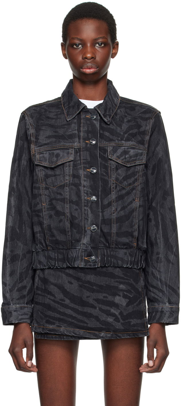 Куртка GANNI Black Lazer Denim Jacket чорний | J1484