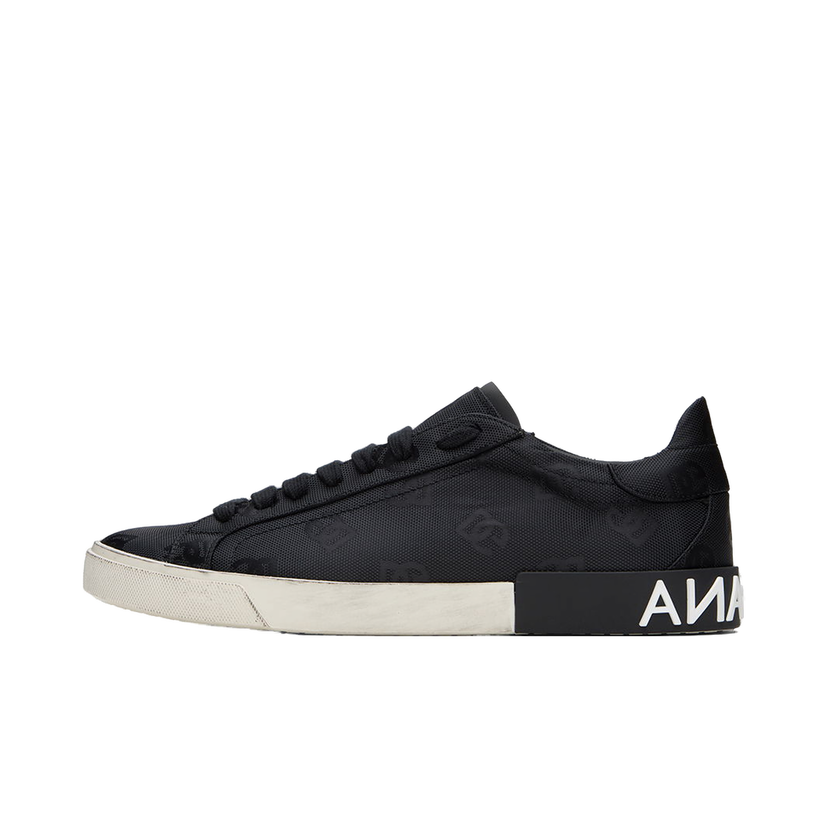 Кросівки та взуття Dolce & Gabbana Black Portofino Vintage Sneakers чорний | CS2203AO483