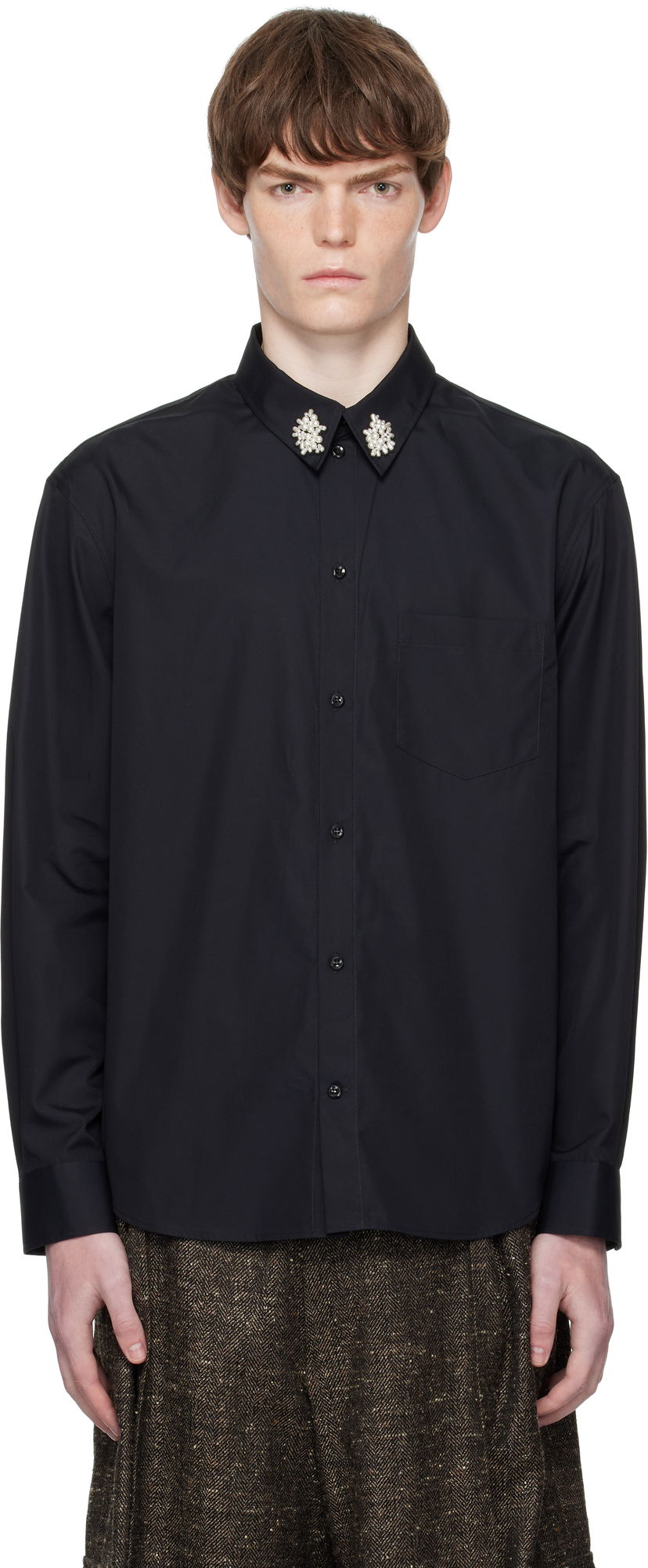 Сорочка Simone Rocha Simone Rocha Beaded Flower Cluster Classic Shirt чорний | 5384B 1025