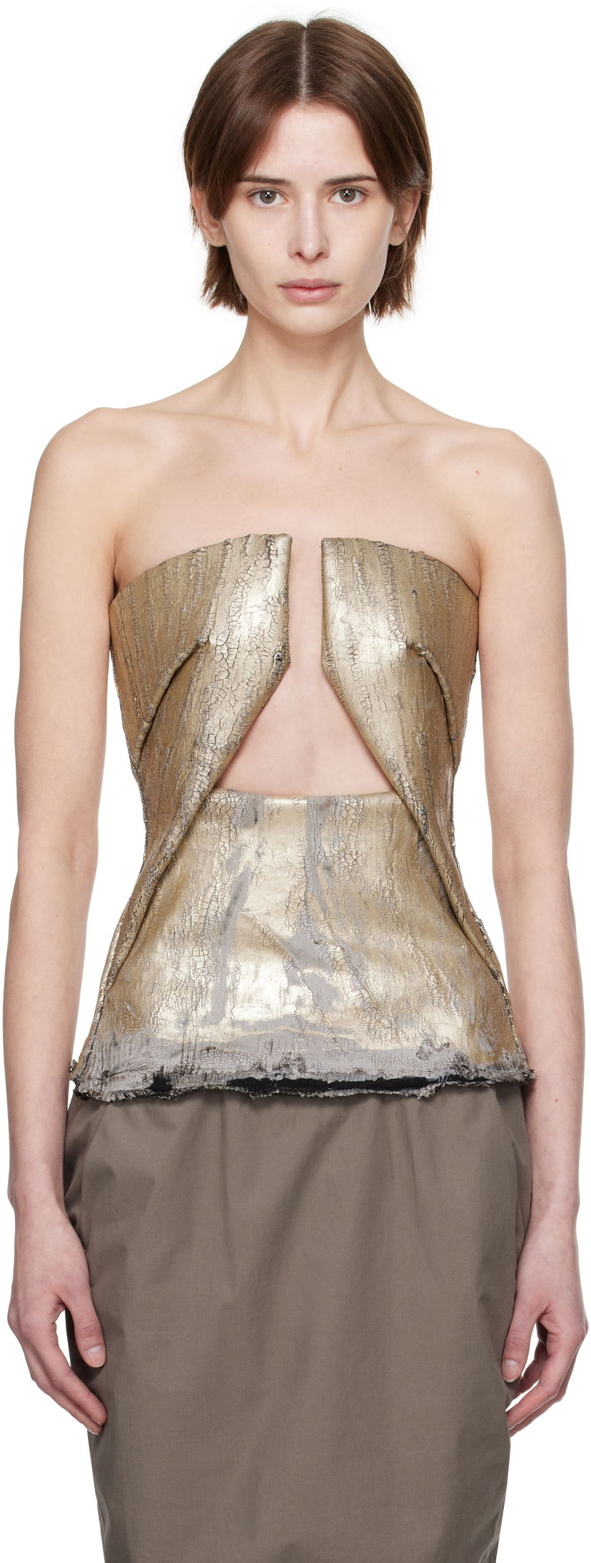 Кроп-топи Rick Owens Rick Owens Hollywood Woven Prong Top Металік | RP01E7130 SGMC