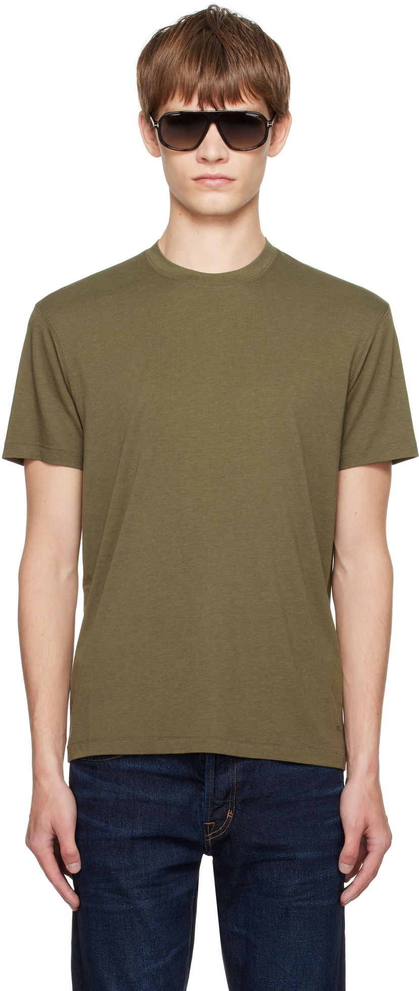 Футболка Tom Ford TOM FORD Lyocell Cotton Crewneck T-shirt Зелений | JCS004-JMT012