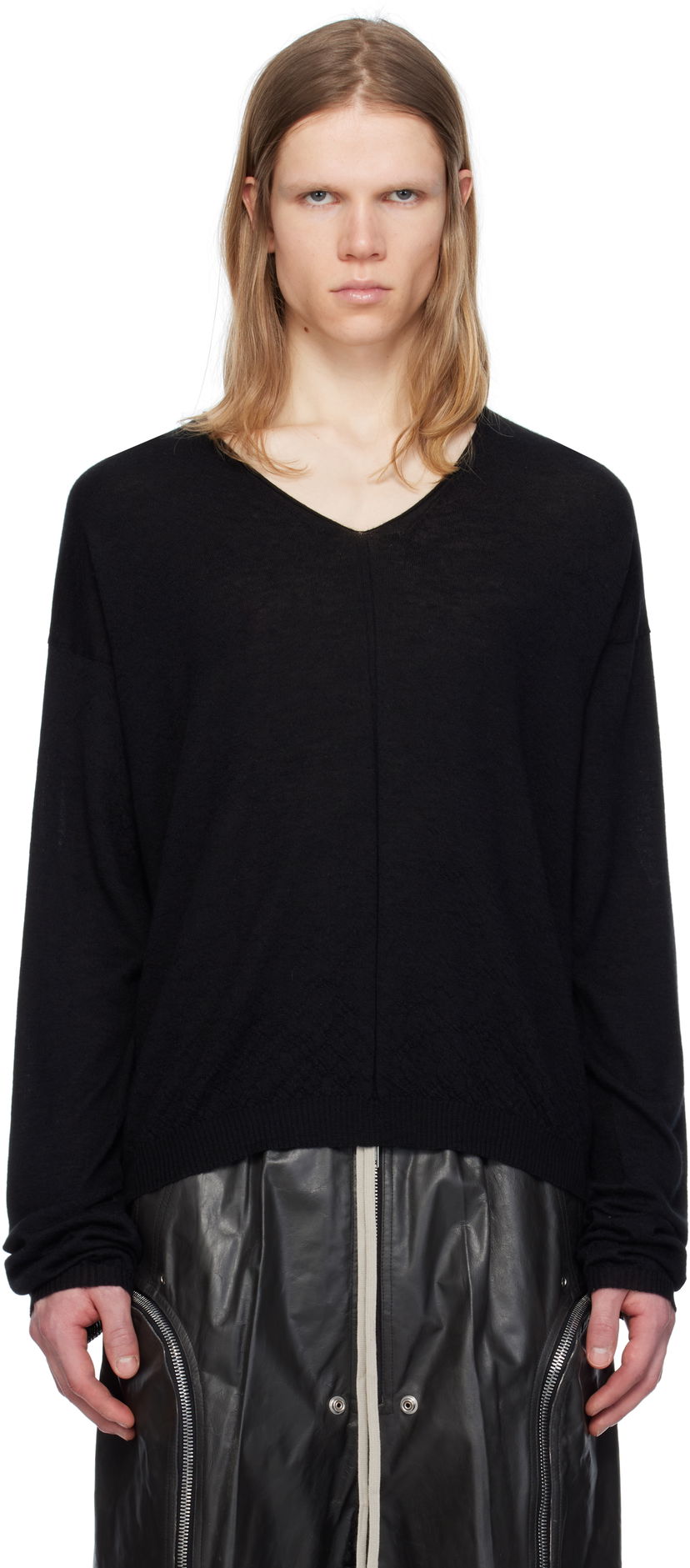 Cветр Rick Owens Rick Owens Hollywood V-Neck Sweater чорний | RU01E5621 WS