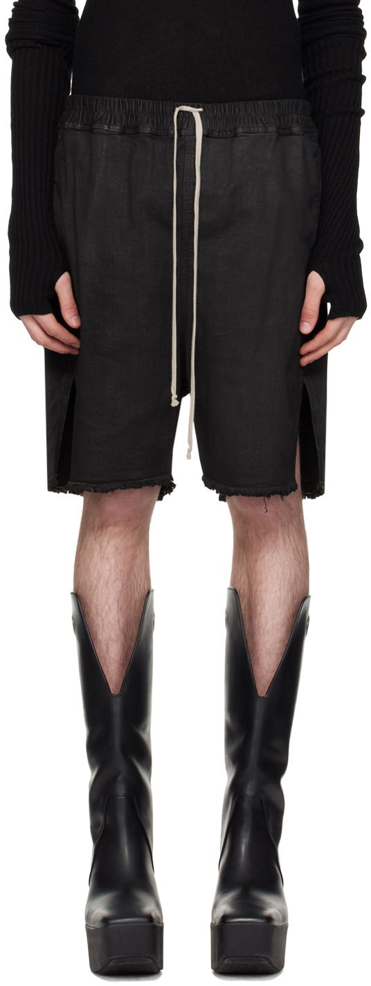 Шорти Rick Owens Rick Owens Waxed Denim Shorts чорний | RR01D3310 SBW