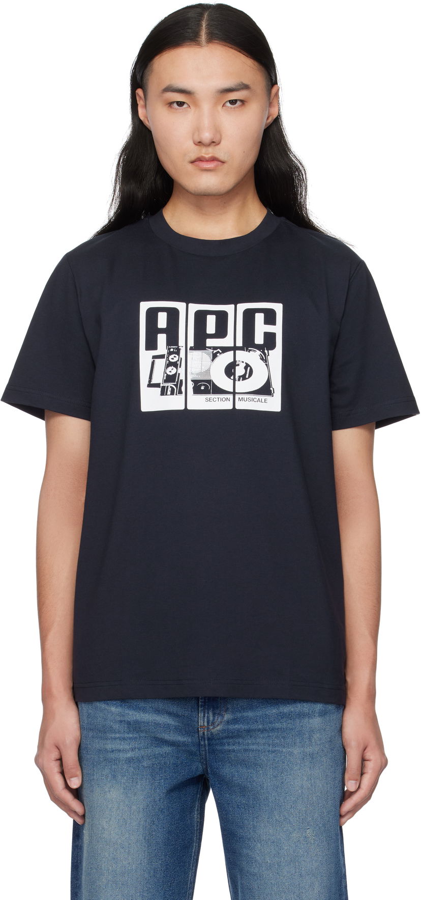 Футболка A.P.C. Graphic Print Cotton T-Shirt темно-синій | COBQX-M26485