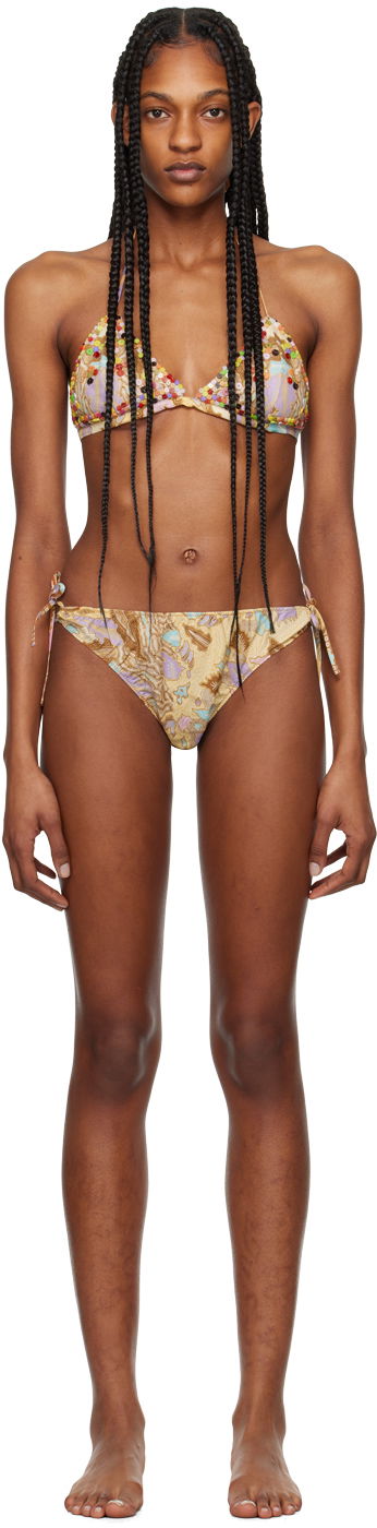 Купальники Anna Sui Beaded Triangle Bikini Set бежевий | 324A60