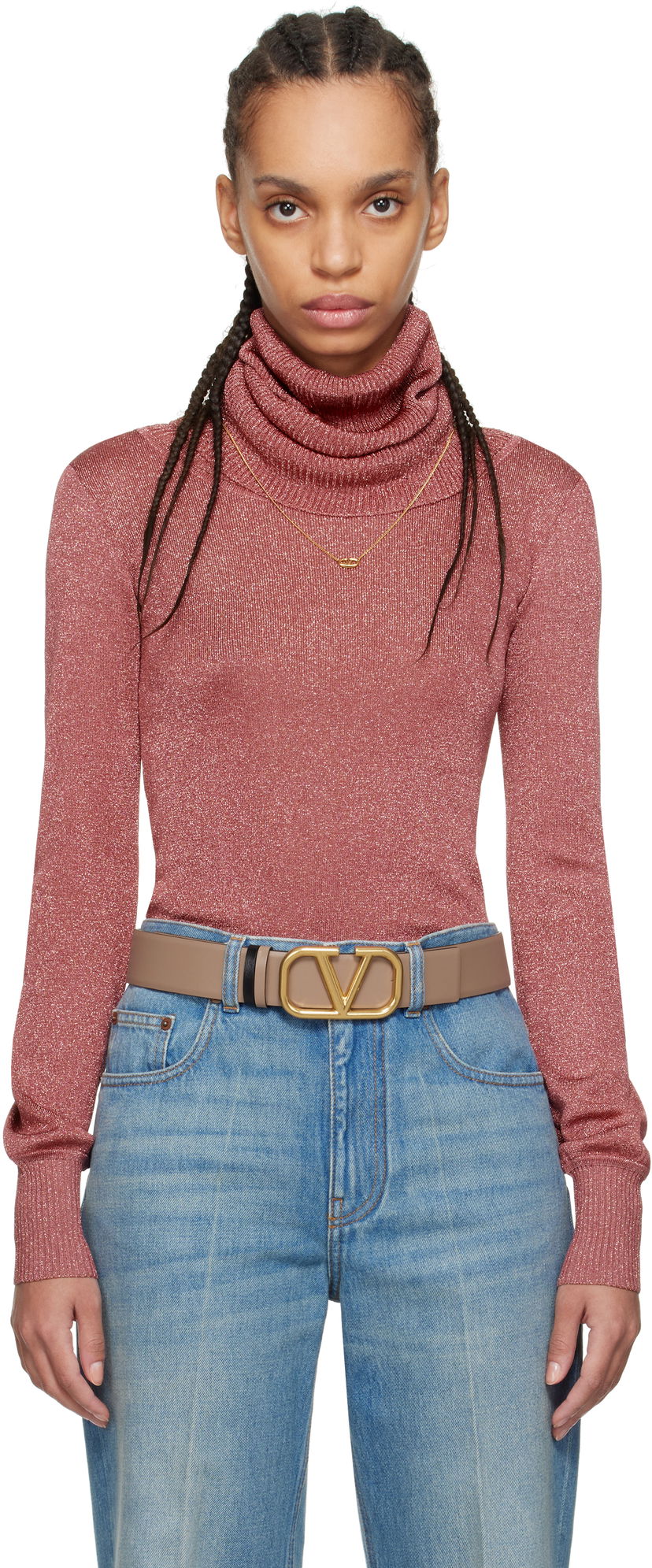 Cветр Valentino Valentino Lurex Turtleneck Sweater Рожевий | 6B3KC63A93T