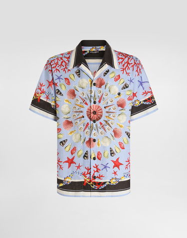Сорочка Dolce & Gabbana Dolce & Gabbana Linen Canvas Shirt with Shell Print Синій | G5JH9TFP4NRHC5PJ, 0