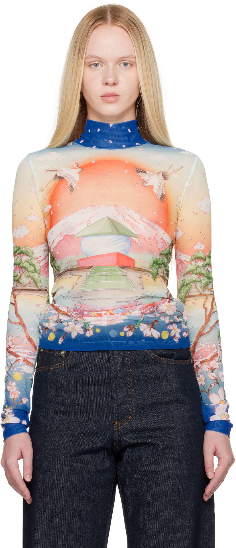 Футболка Casablanca Casablanca Printed Mesh Long Sleeve T-Shirt Різнокольоровий | WPF25-JTP-028-02