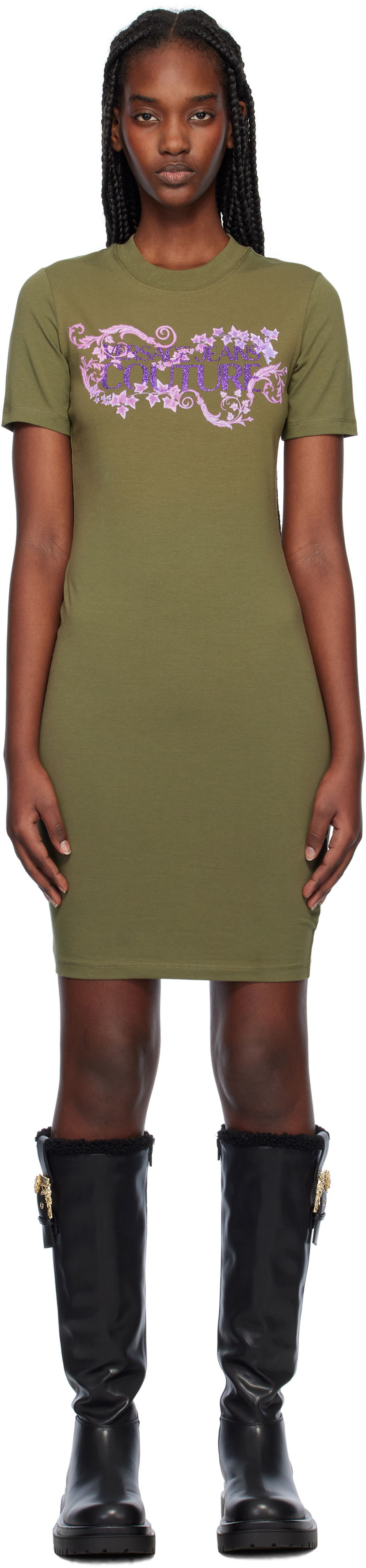 плаття Versace Couture Logo T-Shirt Dress Зелений | E77HAOE06_ECJ02E